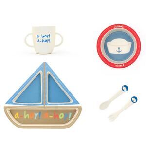 Tiny  Footprint Toddler Dinner Set Ship Shaped Dinner Set non toxic BPA free
